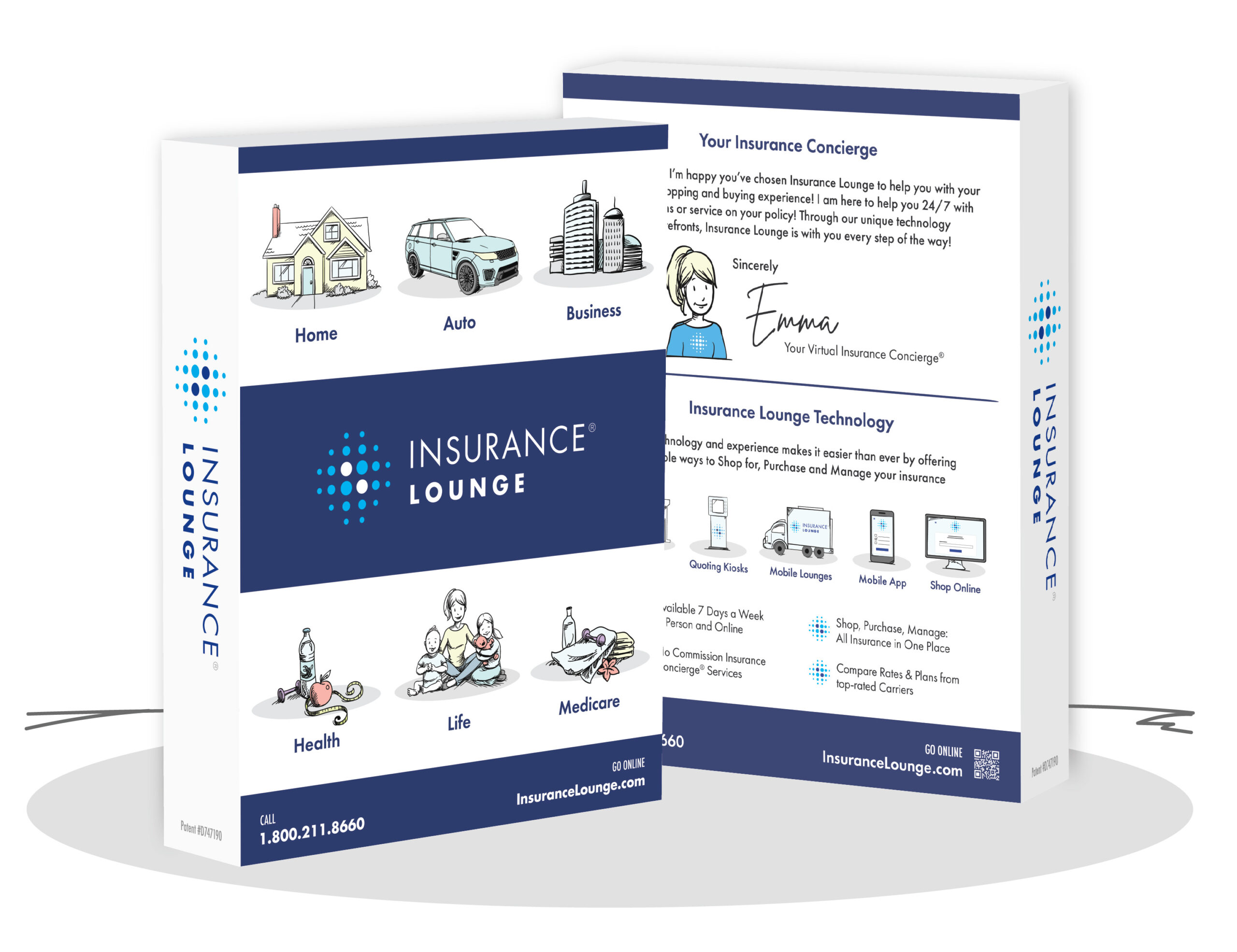 Insurance Lounge branded 3D box display
